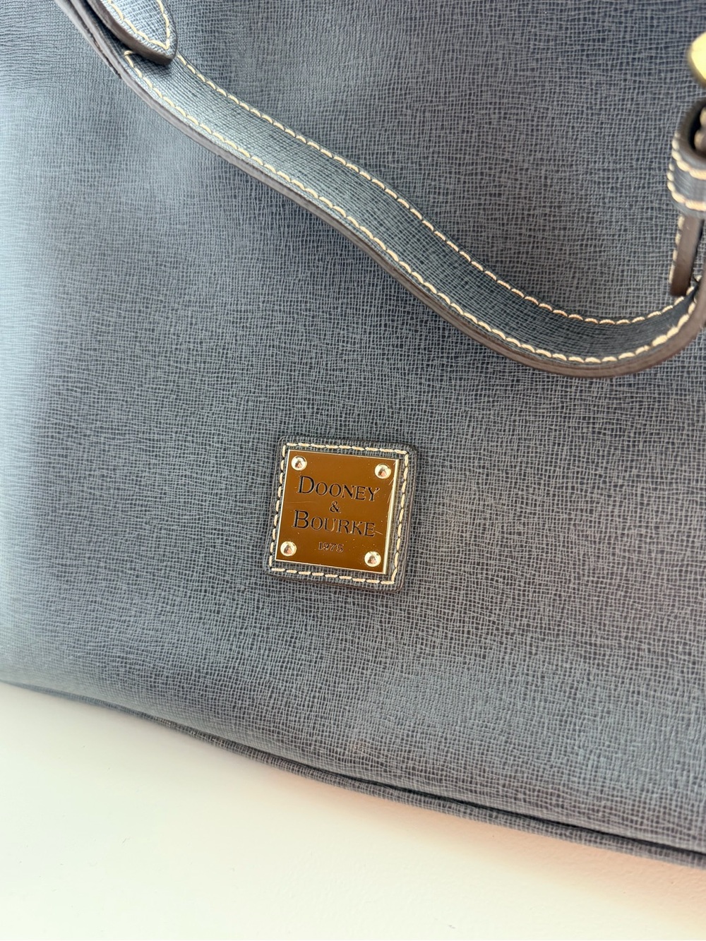 Dooney & Bourke Metallic Gray Leather Shoulder Bag - Picture 4 of 5